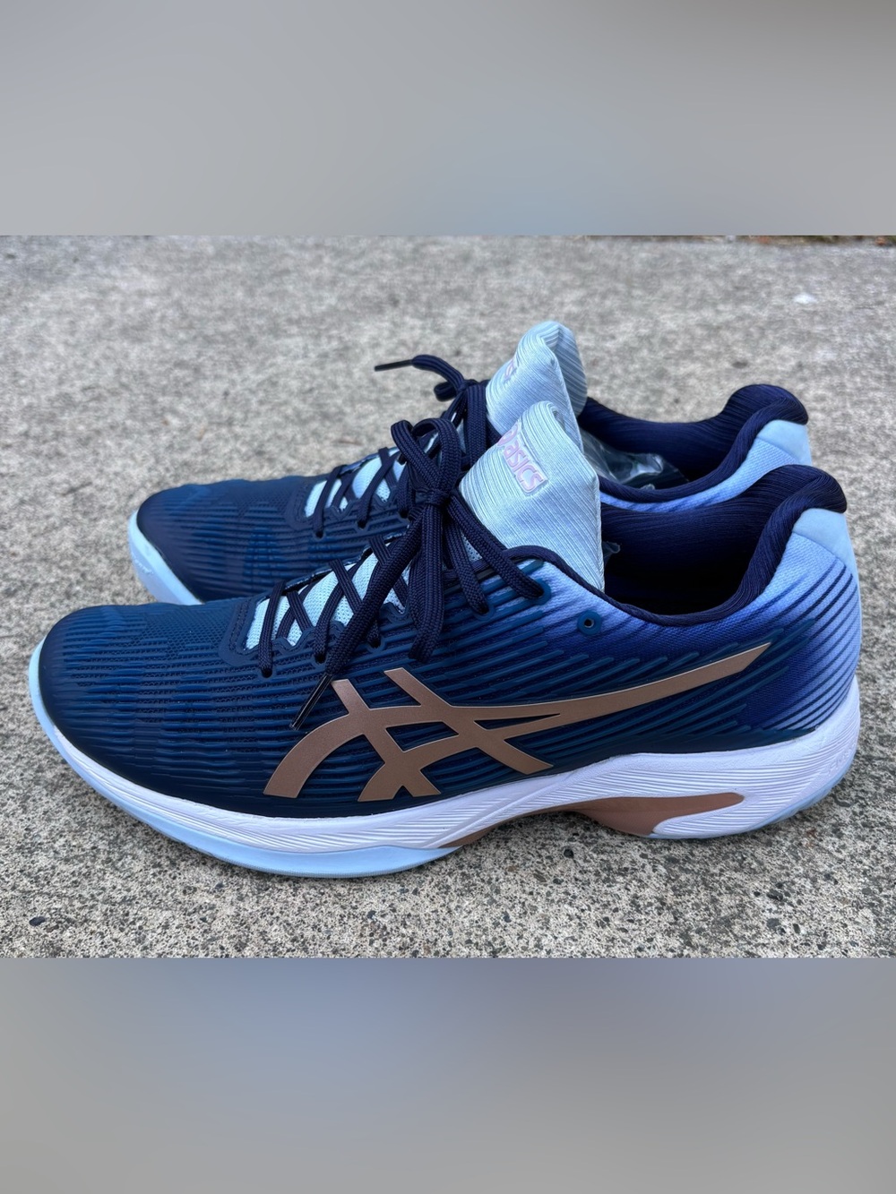 ASICS Solution Speed FF Women’s 9.5 Peacoat Rose Gold Tennis Shoes Like New